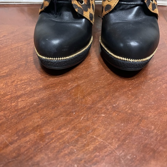 Italina Leopard  Ankle Bootie boots platform chunky heel - Picture 4 of 12